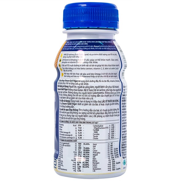Sữa Ensure Gold Vigor Abbott bổ sung dinh dưỡng, vitamin, khoáng chất cho cơ thể