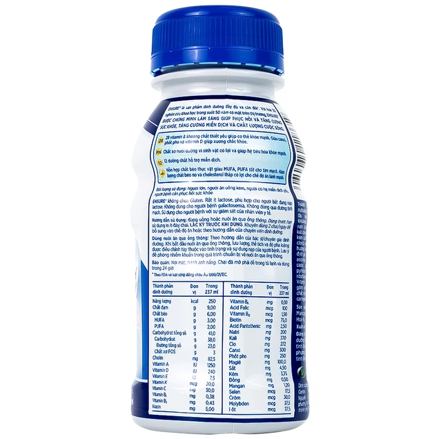 Sữa Ensure Original 237ml Abbott hương vani, bổ sung dinh dưỡng, hỗ trợ tiêu hóa